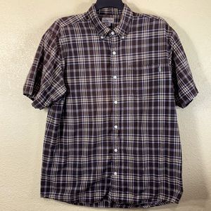 Carhartt Men's Shirt Brown White Plaid XL Short Sleeve